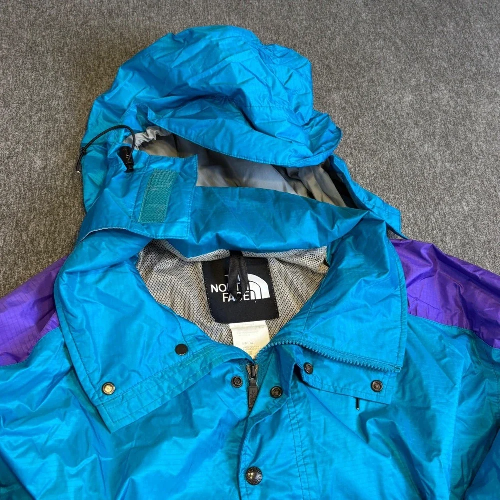 VTG The North Face Anorak Jacket 90s Mens XL Teal Purple ColorBlock Windbreaker‎